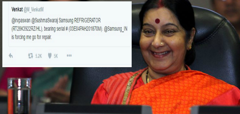 Sushma Swaraj Hilarious Response To Man Who Wants His Refrigerator Fixed - Mango News Sushma Swaraj Hilarious Response To Man Who Wants His Refrigerator Fixed - Mango News