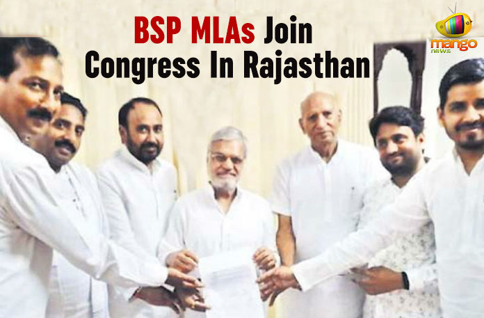 BSP-MLAs-Join-Congress-In-Rajasthan bahujan samaj party, BSP MLA Join Congress In Rajasthan, BSP MLAs Join Congress In Rajasthan, Indian National Congress, Latest Political Breaking News, Mango News, National News Headlines Today, national news updates 2019, National Political News 2019, Six MLAs of Bahujan Samaj Party joined the Indian National Congress in Rajasthan, Six MLAs of BSP joined Congress party in Rajasthan