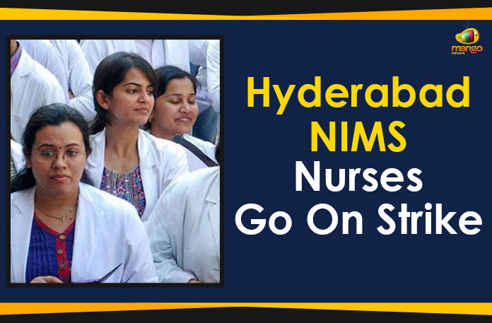 Hyderabad---NIMS-Nurses-Go-On-Strike Hyderabad – NIMS Nurses Go On Strike, Mango News, NIMS Nurses Protesting Against Injustice, NIMS Nurses Protesting Against Injustice Over Promotions, Nizam’s Institute of Medical Sciences, Nurses Boycott Duties At NIMS, Political Updates 2019, Protesting Against Injustice Over Promotions, Telangana, Telangana Breaking News, Telangana Political Live Updates, Telangana Political Updates, Telangana Political Updates 2019