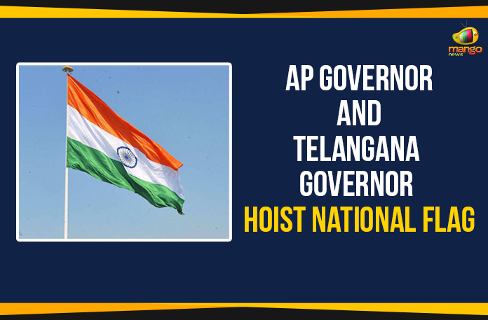 APGovernorAndTelanganaGovernorHoistNationalFlag AP Governor And Telangana Governor Hoist National Flag,Mango News,Latest Breaking News 2020,Republic Day Celebrations 2020,AP Governor Biswabhusan Harichandan,Telangana Governor Tamilisai Soundararajan,Governor Hoists National Flag,Republic Day 2020