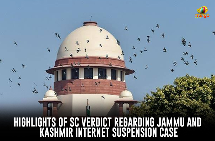 Highlights-Of-SC-Verdict-Regarding-Jammu-And-Kashmir-Internet-Suspension-Case Central Government of India, Highlights Of SC Verdict, Jammu And Kashmir Case, Jammu And Kashmir Internet Suspension Case, Latest Political Breaking News, Mango News, National News Headlines Today, national news updates 2020, national political news 2020