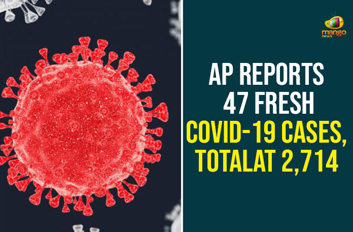 AP-Reports-47-Fresh-COVID-19-Cases,-Total-At-2,714 Andhra Pradesh, AP Corona Cases, AP Corona Positive Cases, AP Coronavirus, AP COVID 19 Cases, AP Total Positive Cases, Corona Positive Cases, Coronavirus, Coronavirus Breaking News, Coronavirus Latest News, Coronavirus Live Updates, COVID-19, India COVID 19 Cases, Total Corona Cases In AP, Total COVID 19 Cases