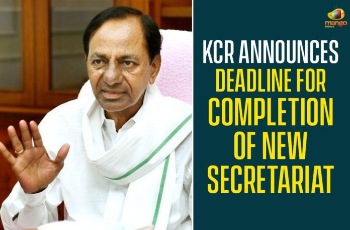 Deadline For Completion Of New Secretariat, KCR Announces Deadline For Completion Of New Secretariat, New Secretariat, Secretariat Reconstruction, Telangana new secretariat, Telangana new secretariat building, Telangana New Secretariat Construction, Telangana Secretariat, Telangana Secretariat Construction