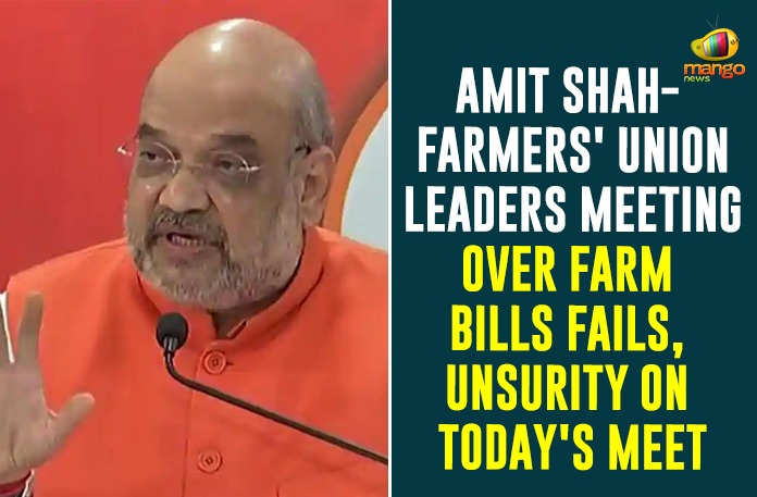 Amit Shah- Farmers' Union Leaders Meeting Over Farm Bills Fails, Unsurity On Today's Meet Amit Shah- Farmers Union Leaders Meeting Over Farm Bills Fails, Unsurity On Today's Meet,Farmers Protests Continue,Farmer Leaders To Meet Amit Shah Today At 7 Pm,Farmers To Meet Home Minister Amit Shah At 7Pm,Amit Shah Steps In,Amit Shah Calls Farmers For Talks A Day Before Centre Meet,Mango News,Union Home Minister Called Farmers For Talks Today At 7 PM,Union Home Minister,Amit Shah,Union Home Minister Amit Shah,Union Home Minister Amit Shah Called Farmers For Talks,Union Home Minister Amit Shah Talks Today At 7 PM,Union Home Minister Amit Shah Calls Farmers Meet At 7 PM,Farmers Protest,Amit Shah And Farmers Union Leaders Meeting Over Farm Bills,Amit Shah And Farmers Union Leaders