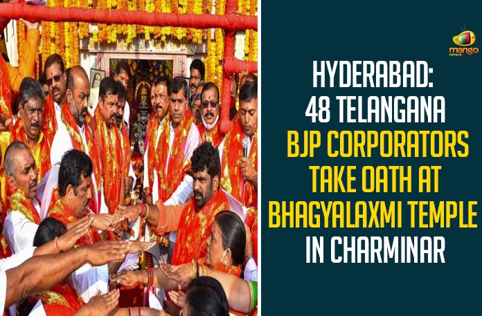 Hyderabad: 48 Telangana BJP Corporators Take Oath At Bhagyalaxmi Temple In Charminar Hyderabad: 48 Telangana BJP Corporators Take Oath At Bhagyalaxmi Temple In Charminar,Bandi Sanjay,BJP Corporators At Bhagyalakshmi Temple,BJP Corporators News,BJP Leaders At Charminar,Charminar BJP,BJP Corporators,Bhagyalakshmi Temple,Bandi Sanjay Latest News,BJP Corporators Takes Oath At Bhagyalakshmi Temple,Bandi Sanjay Live,BJP News,BJP President Bandi Sanjay Visits Bhagyalakshmi Temple,Charminar Bhagyalakshmi Temple,BJP,Bandi Sanjay Latest,Bandi Sanjay Kumar,BJP State President,BJP GHMC Corporators Visits Bhagyalakshmi Temple,Bandi Sanjay Visits Charminar Bhagyalakshmi Temple,GHMC BJP Corporators,Telangana BJP President,Bandi Sanjay Bhagyalakshmi Temple BJP Corporators,Mango News,48 Telangana BJP Corporators