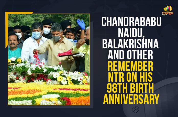Chandrababu Naidu, Balakrishna And Other Remember NTR On His 98th Birth Anniversary Balakrishna, Bharat Ratna for NTR, Chandrababu & Lokesh Pay Tribute to NTR, chandrababu naidu, Chandrababu Naidu Balakrishna And Other Remember NTR On His 98th Birth Anniversary, Lakshmi Parvati pay tributes to NTR, legendary actor and politician Nandamuri Taraka Rama Rao, Mango News, Nandamuri Taraka Rama Rao, NT Rama Rao’s 98th birth anniversary, NTR 98th Birth Anniversary, NTR Birth Anniversary, NTR Birth Anniversary News
