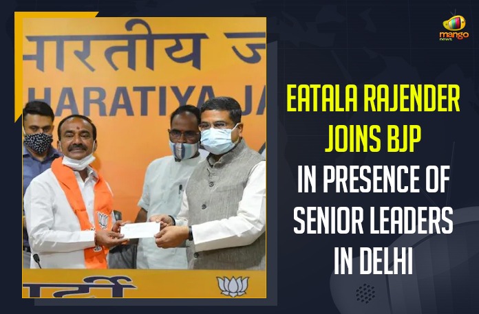 Eatala Rajender Joins BJP In Presence Of Senior Leaders In Delhi Bharatiya Janata Party, bjp, Delhi, Eatala Rajender, Eatala Rajender Join BJP, Eatala Rajender Of TRS Join BJP, Eatala Rajender Of TRS Join BJP Today, Etala in Delhi, Etala Rajender, Etela Rajender, Ex Minister Etala Rajender, Former Health Minister of Telangana, former Telangana Health Minister, Former Telangana Minister Etala Rajender Joined in BJP at Delhi, Former Telangana minister Etela Rajender, Former Telangana minister Etela Rajender join BJP, Health Minister of Telangana, Huzurabad constituency, Mango News, National President of the BJP