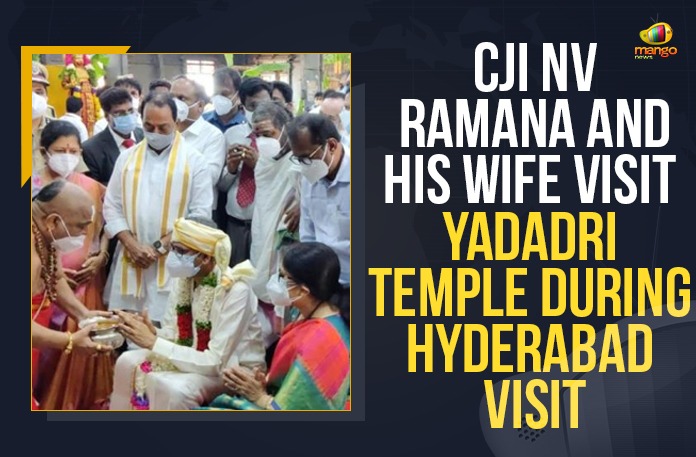 CJI NV Ramana And His Wife Visit Yadadri Temple During Hyderabad Visit CJI NV Ramana And His Wife Visit Yadadri Temple During Hyderabad Visit