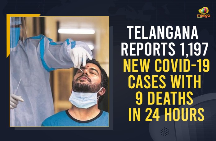 Telangana Reports 1,197 New COVID-19 Cases With 9 Deaths In 24 Hours Coronavirus, COVID-19, Covid-19 Updates in Telangana, telangana corona district wise cases, telangana coronavirus cases district wise, telangana coronavirus cases today, telangana coronavirus cases today district wise, telangana coronavirus district wise, telangana coronavirus district wise List, Telangana Coronavirus News, telangana covid cases today bulletin, telangana covid cases today list,mango news