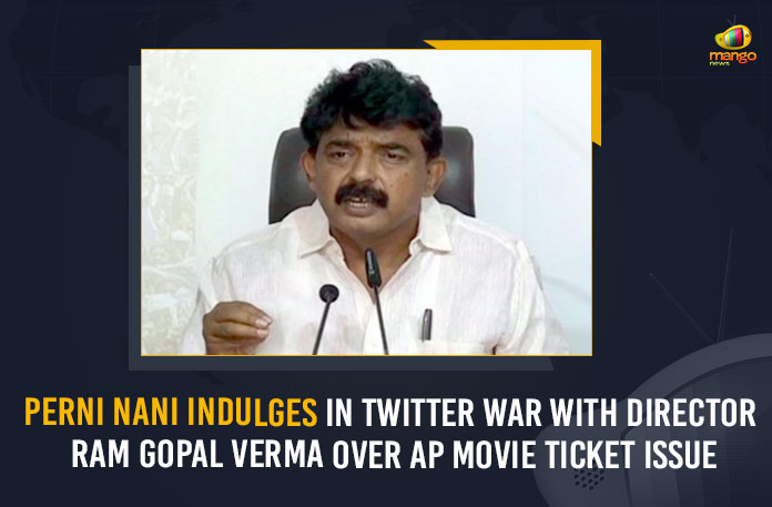 Perni-Nani-Indulges-In-Twitter-War-With-Director-Ram-Gopal-Verma-Over-AP-Movie-Ticket-Issue AP Movie Ticket Issue, AP Movie Ticket Issue News, Director Ram Gopal Varma Counter To Minister Perni Nani, Mango News, Minister Perni Nani strong counter to RGV over movie ticket issue, Online Movie Ticket Issue, Perni Nani, Perni Nani Indulges In Twitter War, Perni Nani Indulges In Twitter War With Director Ram Gopal Verma Over AP Movie Ticket Issue, Perni Nani’s Befitting Reply to RGV’s Tweets, Ram Gopal Varma questions AP govt in cinema tickets issue, Ram Gopal Verma, RGV questions Minister Perni Nani