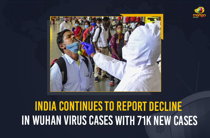India-Continues-To-Report-Decline-In-Wuhan-Virus-Cases-With-71k-New-Cases India Continues To Report Decline In Wuhan Virus Cases With 71k New Cases, India Continues To Report Decline In Wuhan Virus Cases, 71k New Wuhan Virus Cases In India, 71k New Wuhan Virus Cases, Wuhan Virus Cases, India Reports 71k Coronavirus Cases, India Reports 71k Covid-19 Cases, Coronavirus, Coronavirus live updates, coronavirus news, Coronavirus Updates, COVID-19, COVID-19 Live Updates, Covid-19 New Updates, Covid-19 Positive Cases, Covid-19 Positive Cases Live Updates, Mango News, Omicron, Omicron cases, Omicron covid variant, Omicron variant, Update on Omicron, Wuhan Virus Positive, 71k Wuhan Virus Cases In India, Omicron Variant Cases in Inida,