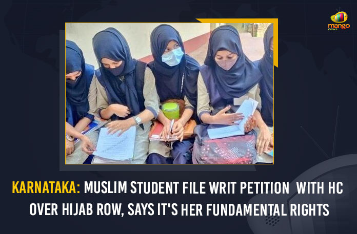 Karnataka-Muslim-Student-File-Writ-Petition-With-HC-Over-Hijab-Row,-Says-It's-Her-Fundamental-Rights Karnataka Muslim Student File Writ Petition With HC Over Hijab Row Says It's Her Fundamental Rights, A writ petition has been filed in the Karnataka High Court by a Muslim girl student, A writ petition has been filed in the Karnataka High Court, A writ petition, Muslim Student File Writ Petition With HC Over Hijab Row, Fundamental Rights, Wearing Hijab Row Is Fundamental Right Says Muslim Student, Karnataka, Karnataka Latest News, Karnataka Latest Updates, Hijab Row, Muslim Student moves HC against ban on hijab in college, Karnataka High Court, Mango News, Hijab Row in Karnataka, A writ petition has been filed in the Karnataka High Court By A Muslim Student,