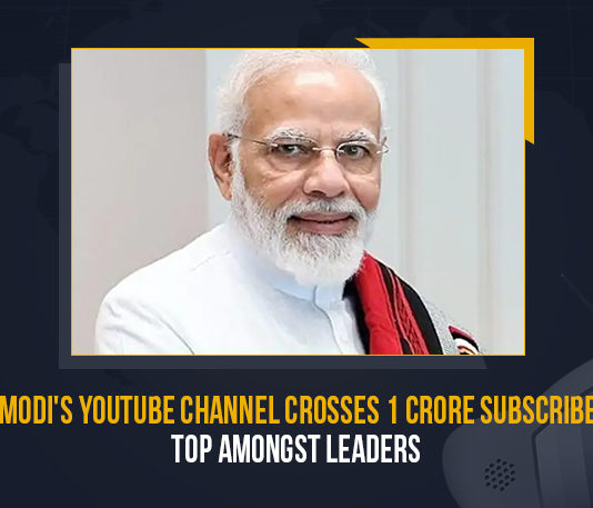 PM Modi's YouTube Channel Crosses 1 Crore Subscribers Top Amongst Leaders, PM Modi's YouTube Channel Crosses 1 Crore Subscribers, PM Modi's YouTube Channel Crosses 10 Million Subscribers, 10 Million Subscribers For PM Modi's YouTube Channel, PM Modi's YouTube Channel, PM Narendra Modi's YouTube Crosses 10 Million subscribers, 10 Million subscribers, 1 Crore Subscribers, PM Narendra Modi, Prime Minister Narendra Modi, Prime Minister Of India, Mango News, PM Modi's YouTube Channel, PM Narendra Modi's YouTube Channel, Narendra Modi's YouTube Channel crossed 100 lakh subscribers, 100 lakh subscribers, PM Modi, PM Modi Latest News, PM Modi Latest Updates,