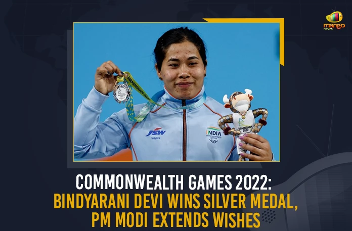 Mango News English Commonwealth Games 2022 Bindyarani Devi Wins Silver Medal PM Modi Extends Wishes, Bindyarani Devi Wins Silver Medal In Commonwealth Games 2022 PM Modi Extends Wishes, Bindyarani Devi Wins Silver Medal In CWG 2022, Commonwealth Games-2022 Bindyarani Devi Clinches Silver Medal For India in Weightlifting, Silver Medal in Weightlifting, Weightlifter Bindyarani Devi, Silver Medal in Commonwealth Games-2022, Commonwealth Games-2022, Birmingham Commonwealth Games 2022, 2022 Birmingham Commonwealth Games, Birmingham Commonwealth Games, Commonwealth Games, Birmingham Alexander Stadium, Commonwealth Games 2022 sports, Birmingham Commonwealth Games 2022 News, Birmingham Commonwealth Games 2022 Latest News, Birmingham Commonwealth Games 2022 Latest Updates, Birmingham Commonwealth Games 2022 Live Updates, Mango News,