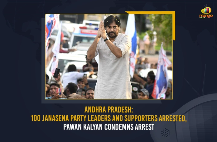 Andhra Pradesh 100 JanaSena Party Leaders And Supporters Arrested, Pawan Kalyan Condemns Arrest Andhra Pradesh 100 JanaSena Party Leaders And Supporters Arrested Pawan Kalyan Condemns, Pawan Kalyan Condemns Arrest Of JSP Leaders, Over 100 JanaSena Party Workers Arrested, AP 100 JanaSena Party Leaders Arrested, Mango News, Mango News Telugu, Police Serves Notice On Pawan Kalyan, After Arrests Of JSP Workers, Pawan Kalyan Condemns Arrest , Pawan Kalyan Janavani, Janasena Janavani Program, Vizag Janavani Program, Pawan Kalyan Latest News And Updates