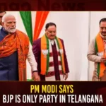 PM Modi Praises BJP In Telangana And Says BJP Is Only Party In Telangana PM Modi Praises BJP In Telangana And Says BJP Is Only Party In Telangana,PM Modi Praises BJP In Telangana,BJP Is Only Party In Telangana,Mango News,Telangana Trusts Only BJP Says PM,BJP National Executive PM Modi praises Bandi Sanjay,Indian Prime Minister Narendra Modi,Narendra modi Latest News and Updates,BJP Party,Telangana BJP Chief Bandi Sanjay Kumar,Telangana News Today,Telangana Latest News And Updates,Telangana BJP Party,Telangana BJP Party Latest News