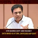 KTR Shares Govt Job Vacancy Data Which Is At 25%, Criticizes BJP Govt KTR Shares Govt Job Vacancy Data Which Is At 25% Criticizes BJP Govt,KTR Shares Govt Job Vacancy Data,Job Vacancy Data Which Is At 25% Criticizes,25% Criticizes BJP Govt,Job Vacancy Data BJP Govt,Mango News,KTR Accuses BJP Government,KT Rama Rao questions PM Narendra Modi,Govt Job Vacancy Latest News,Govt Job Vacancy Latest Updates,Govt Job Vacancy Live News,BJP Govt Latest News,BJP Govt Latest Updates,Govt Job Vacancy Data Latest News,Govt Job Vacancy Data Latest Updates