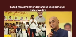 Harassment, special status, Galla Jayadev, Faced harassment for demanding special status Galla Jayadev, Jayadev Galla, Amararaja, TDP, Guntur MP, Nara Lokesh, Andhra Pradesh, Andhra Pradesh News Updates, AP Political News, AP Politics, AP Elections, Mango News