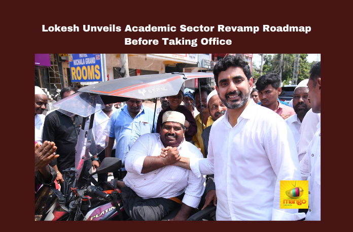 Lokesh Unveils Academic Sector Revamp Roadmap Before Taking Office Lokesh Unveils Academic Sector Revamp Roadmap Before Taking Office, Lokesh Unveils Academic Sector, Nara Lokesh, Education Reform, Amaravathi, Academic Sector, Drug Abuse, Mid-Day Meal Scheme, Government Schools, Vidya Deevena, Vasanthi Deevena, Andhra Pradesh, Development, Farmers, CRDA Bhavan, NDA, CM Chandrababu Naidu, AP Live Updates, AP Politics, Political News, Mango News