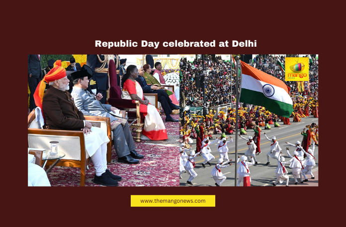 Republic Day Celebrations: President Draupadi Murmu Unveils National Flag in Delhi Republic Day Celebrations: President Draupadi Murmu Unveils National Flag in Delhi, Republic Day, Draupadi Murmu, Kartavya Path, PM Modi, Indian Army, BrahMos, Akash missiles, Pinaka rockets, Prabowo Subianto, Swarhim Bharat, India, National News, Internationational News, Live Updates, Breaking News, Headlines, Live News, Political News, Mango News