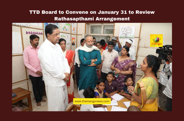 TTD Board to Convene on January 31 to Review Rathasapthami Arrangements TTD Board to Convene on January 31 to Review Rathasapthami Arrangements, TTD board meeting, Rathasapthami arrangements, Tirumala festival updates, TTD trust board, BR Naidu, Tirupati crowd management, Sarvadarshanam cancellation, VIP darshan updates, Rathasapthami vahanams, TTD festival preparations, Andhra Pradesh, AP Live Updates, Live Updates, Breaking News, Headlines, Live News, Mango News