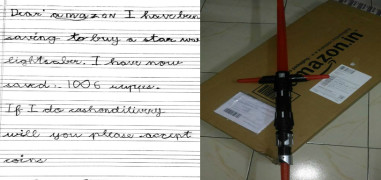 Amazon surprises 7-year-old boy with Star Wars lightsaber, after he writes letter