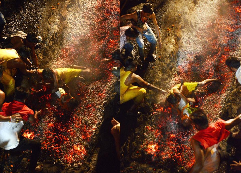 Father drops son on red-hot coal during Hindu ritual - Mango News Father drops son on red-hot coal during Hindu ritual-2