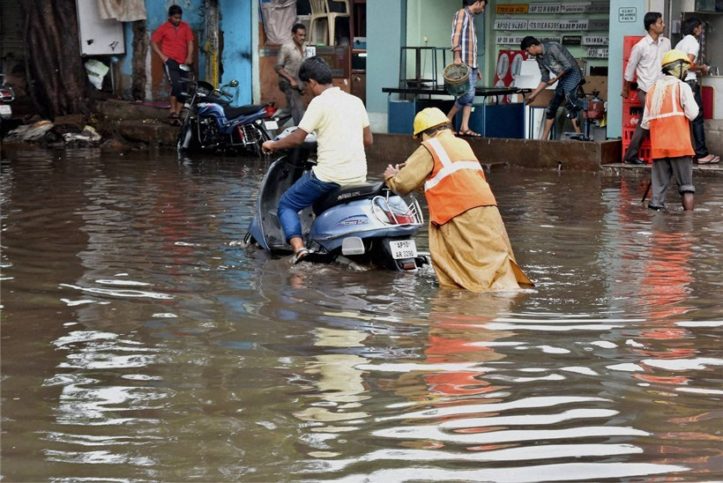 Hyderabad: A flooded street after heavy rains in Hyderabad on Thursday.