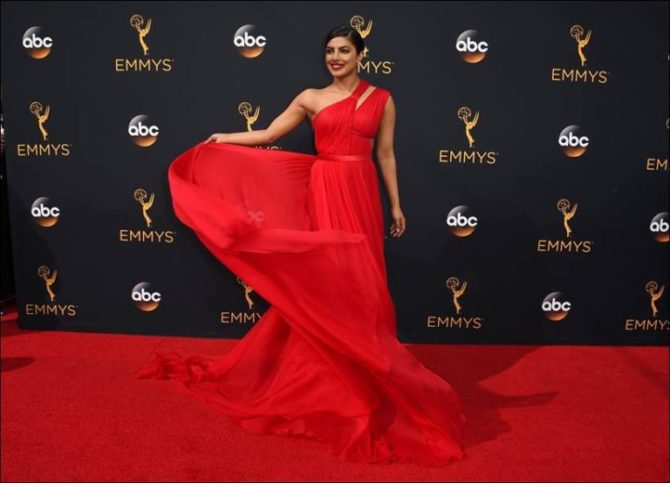 Priyanka Chopra arrives at the 68th Primetime Emmy Awards on Sunday, Sept. 18, 2016, at the Microsoft Theater in Los Angeles. (Photo by Jordan Strauss/Invision/AP)