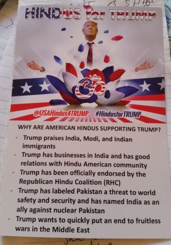 trump hindu republican leaflet 2