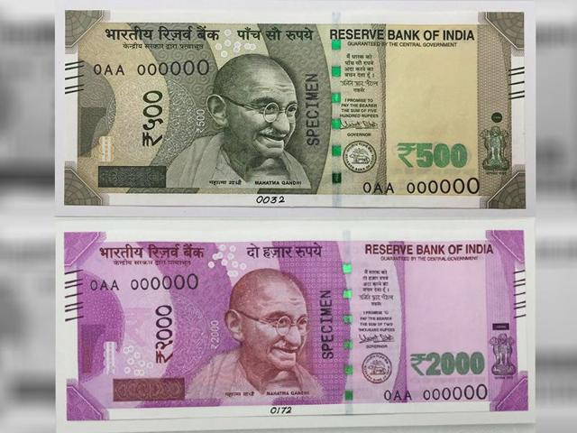 The newly introduced currency notes after demonetisation on November 8, 2016