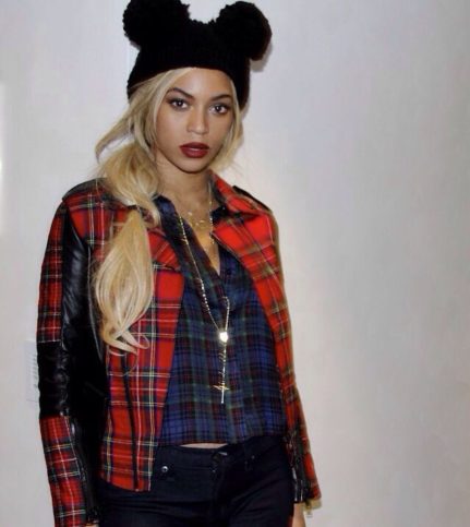 Beyonce's plaid is much simpler and easy to carry off in 2016