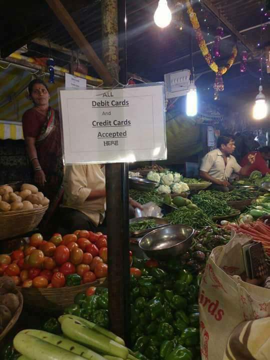 Vegetable Sellers accepting Debit and Credit cards.