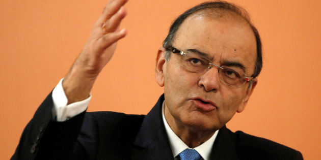 Indian Finance Minister Arun Jaitley speaks at an "Invest in India" forum in Beijing, China