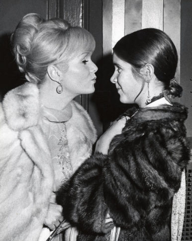Debbie Reynolds and Carrie Fisher during Debbie Reynolds sighting at the Town Hall, New York City for the School Benefit at Town Hall - November 6, 1972 at Town Hall, New York City in New York City, New York, United States. 