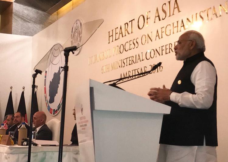 Indian Prime Narendra Modi addressing the issue of terrorism at the 6th Heart of Asia conference.