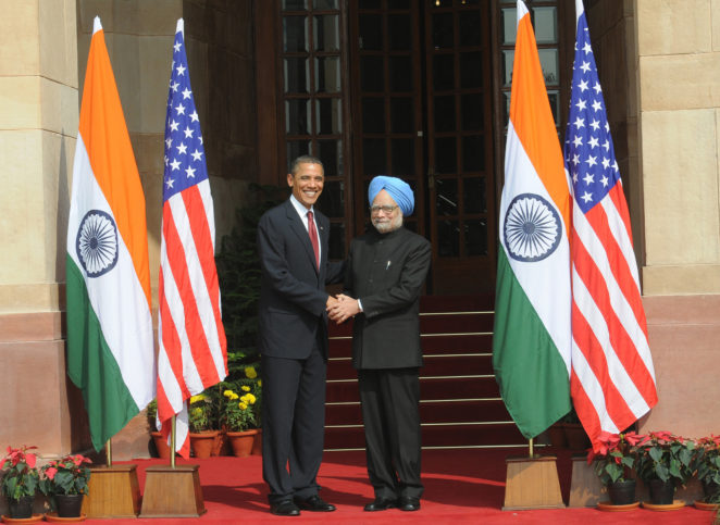 The Prime Minister, Dr. Manmohan Singh meeting the President of United States of America, Mr. Barack Obama, in New Delhi on November 8, 2010.