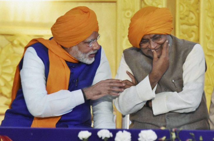 The Prime Minister Narendra Modi with Bihar CM Nitish Kumar at the 350th birthday of Guru Gobind Singh.