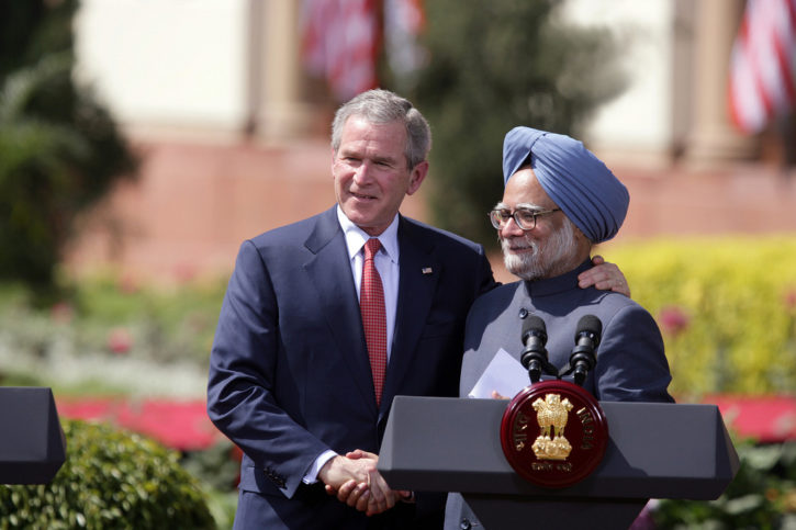 United States Ex-President George W Bush with the then Indian Prime Minister Manmohan Singh.