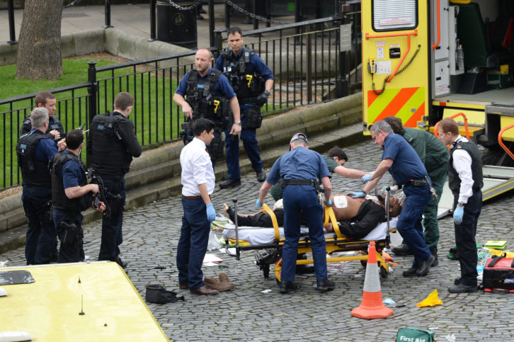 Paramedics attend to the Killer near Westminster, Parliament