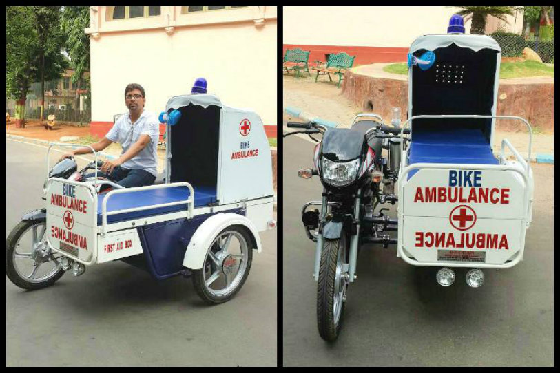 Smaller Ambulance Invented,Mango News,Cheaper Bike Ambulance in Hyderabad,motorcycle ambulance,Mini Ambulance Invented By Mohammed Shahzore Khan,Bike Ambulance Cost,Hyderabad Latest News,Telangana News