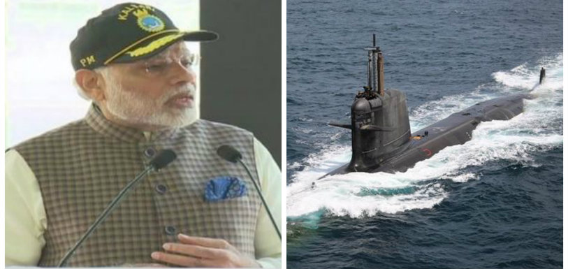 PM Modi Dedicates India Navy INS Kalvari To Nation,Mango News,India Political News 2017,PM Narendra Modi Dedicates INS Kalvari to Nation,India Navy INS Kalvari,India Navy Breaking News,INS Kalvari Latest News,six Scorpene class submarines Inducted into Indian Navy,INS Kalvari Submarines in India Navy