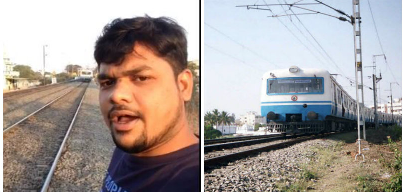 Hyderabad Man Gets Hit By Train While Taking Selfie,Mango News,Latest Breaking News 2018,Hyderabad Breaking News,Man Attempts Stupid Selfie Stunt,Hyderabad Man Shooting Selfie Video,Hyderabad MMTS Train Hits Selfie,Selfie With Running Train Hyderabad Man