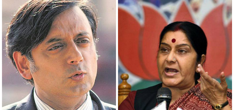 Shashi Tharoor and Sushma Swaraj Wage War Of Words,Mango News,Latest Political News 2018,India Politics News 2018,Sushma Swaraj vs Shashi Tharoor,War Words In Lok Sabha,External Affairs Minister Sushma Swaraj Vs Congress MP Shashi Tharoor,War Words Between Shashi Tharoor and Sushma Swaraj