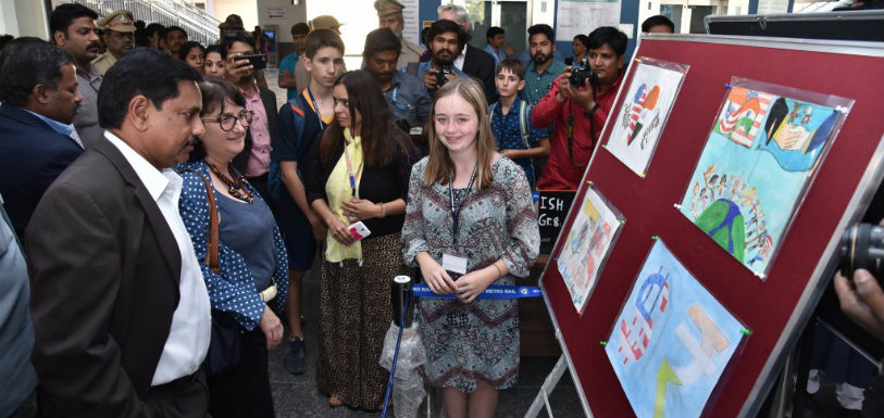 Art Exhibition In Hyderabad,Celebrate 70 Years Of India US Relations,Mango News,2018 Breaking News Updates,Latest Political News 2018,Hyderabad Metro Rail,Art Exhibition at Ameerpet Metro Station,U.S. India Relations,Art Exhibition Open at Ameerpet Metro Station