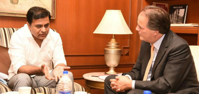 KTR Meets British Minister Of State For Asia,KTR Meets British Minister Of State In Hyderabad,Mango News,Current Breaking News,Latest Political News,British Minister Mark Field meets Minister KTR,Telangana Government,T Hub
