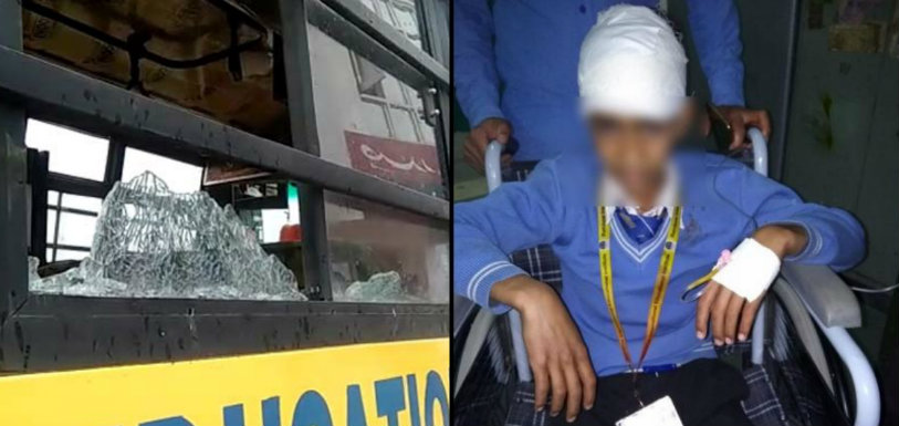 School Bus Pelted With Stones In Kashmir,Mango News,Breaking News Headlines,India Latest News,School Bus Pelted With Stones,Kashmir School Bus,Stone pelters attack school bus,Chief Minister of Jammu and Kashmir Mehbooba Mufti,Jammu and Kashmir School Bus Pelted With Stones
