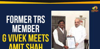 Former TRS Member G Vivek Meets Amit Shah, Former Congress and TRS MP Vivekanand meets Amit Shah, Former TRS MP Vivek to Join BJP, Home Minister and former BJP president Amit Shah, Mango News, protect government buildings in Hyderabad, Section 8 AP Reorganisation Act, new Secretariat building in Telangana