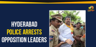 Hyderabad Police Arrests Opposition Leaders, Opposition tries to lay siege to Secretariat, Mango News, new Secretariat buildings Construction, heritage site Errum Manzil demolition, Opposition Leaders against demolition of old buildings, New Secretariat and Assembly Buildings Construction Case, protest against demolition of Assembly and Secretariat buildings