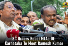SC Orders Rebel MLAs Of Karnataka To Meet Ramesh Kumar, Karnataka crisis Live updates, Karnataka political crisis live, Karnataka news updates, Karnataka Speaker and rebel MLA issue, Karnataka Speaker KR Ramesh Kumar, Mango News, 10 rebel Karnataka MLAs, Karnataka Assembly speaker issue